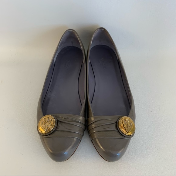 Gucci Gray Leather Ballet Flats - Picture 2 of 7
